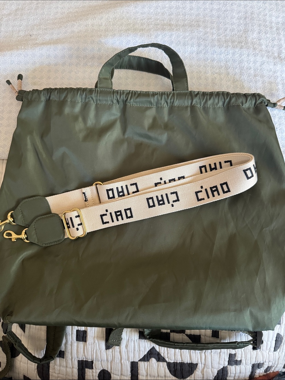 Clare V Sac Tout Backpack with 'CIAO' Strap